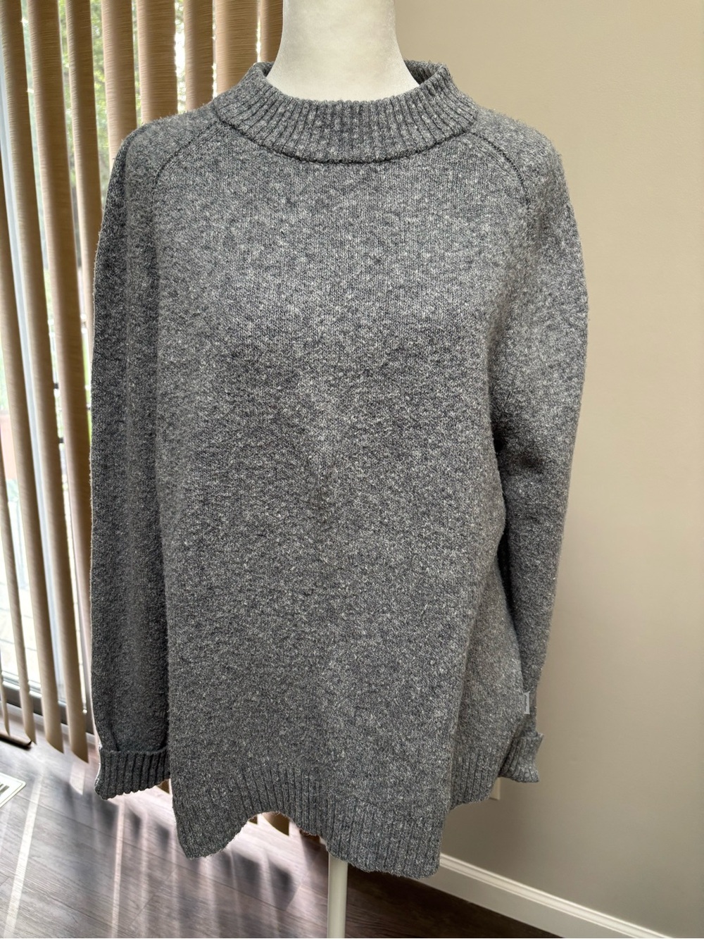 Eddie Bauer Heather Gray Mock Neck Pullover Sweater
